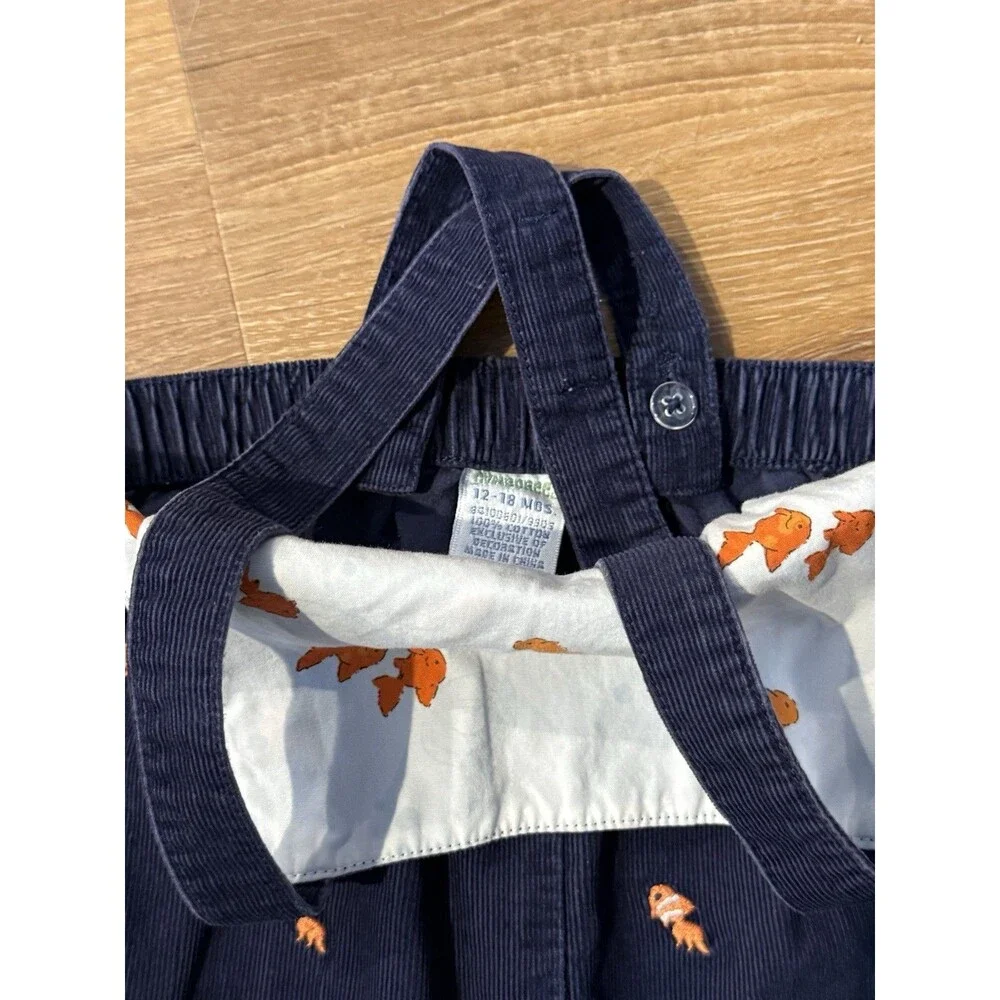 Vintage HTF Gymboree 2004 Corduroy My Pet Goldfish Fish Overall Romper 12-18 Mon